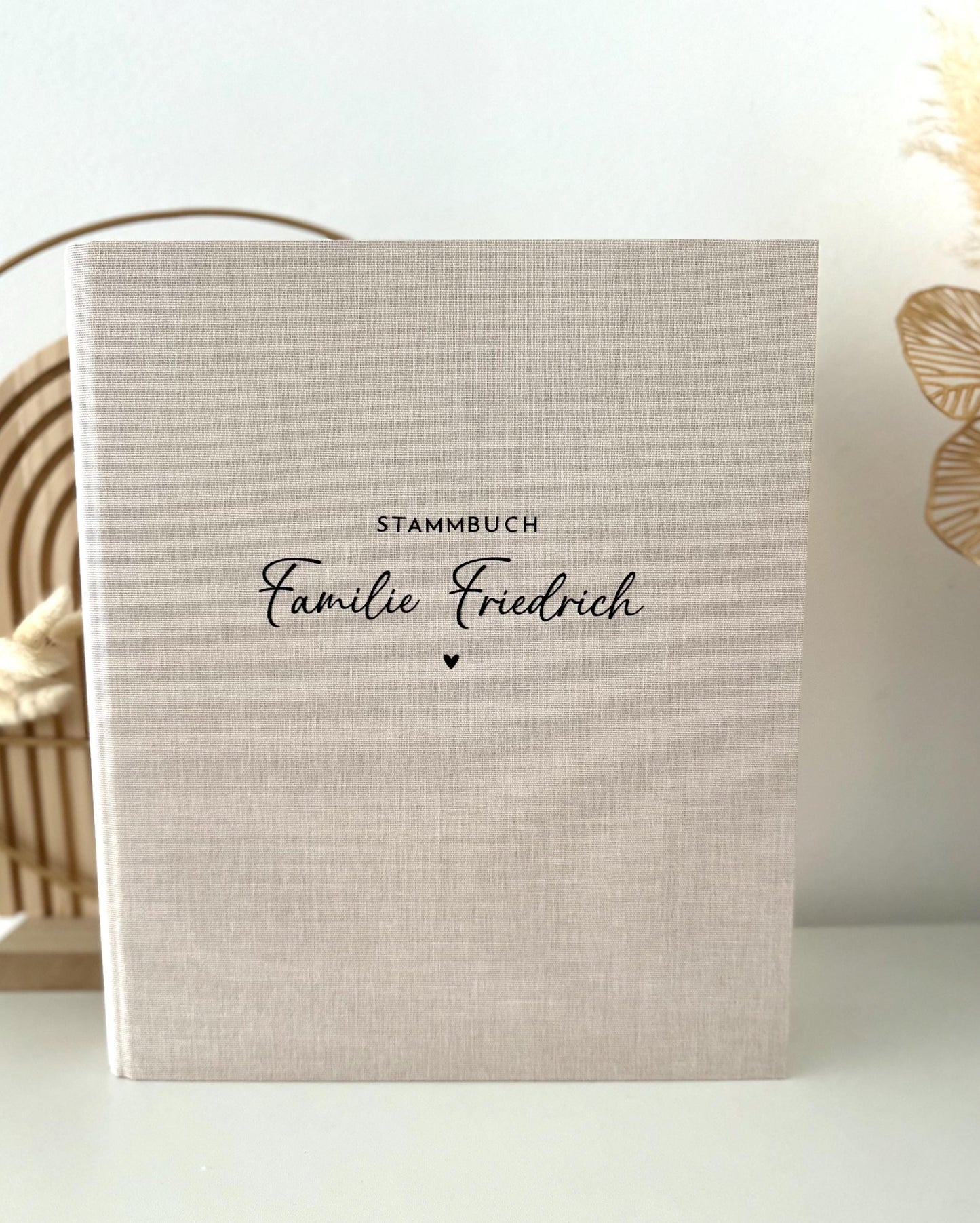 Personalisiertes Stammbuch aus Leinen mit Herz