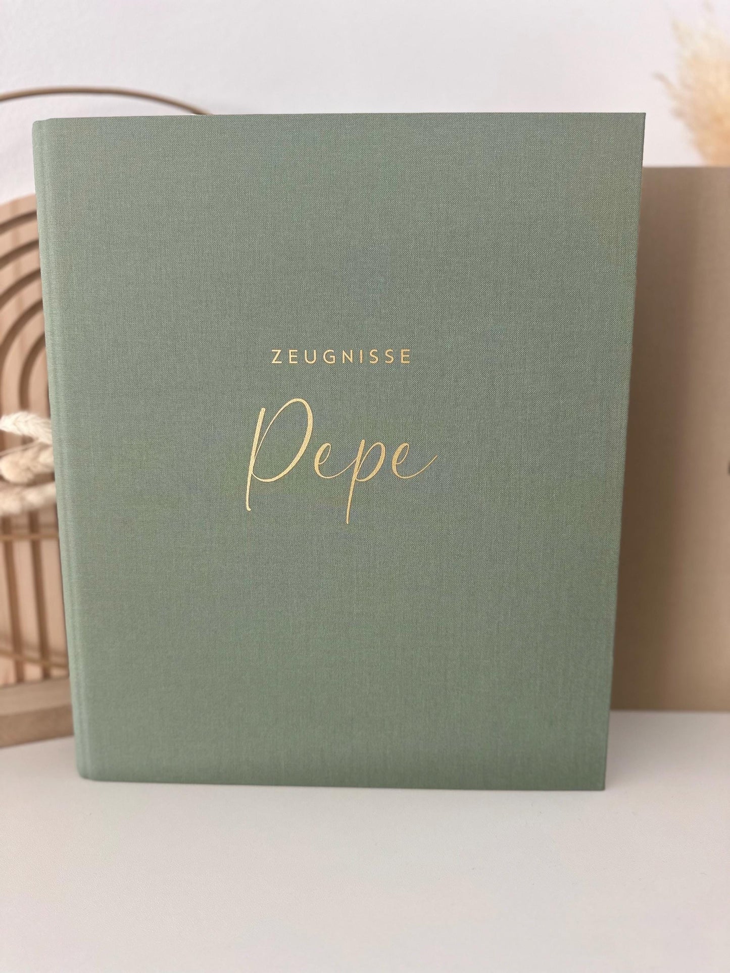 Personalisierte Zeugnismappe aus Leinen | Ordner DIN A4