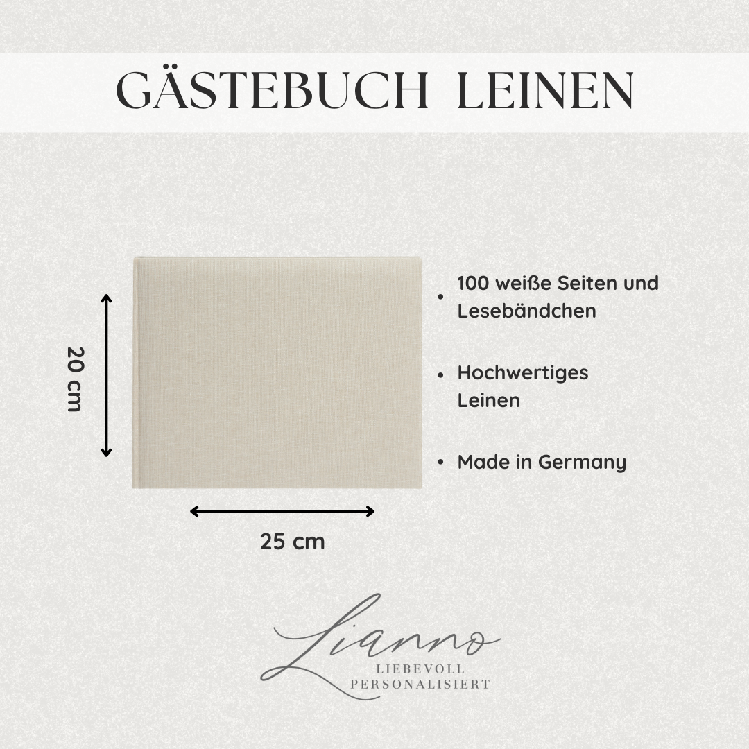 Gästebuch Leinen personalisiert | Zahl und Name