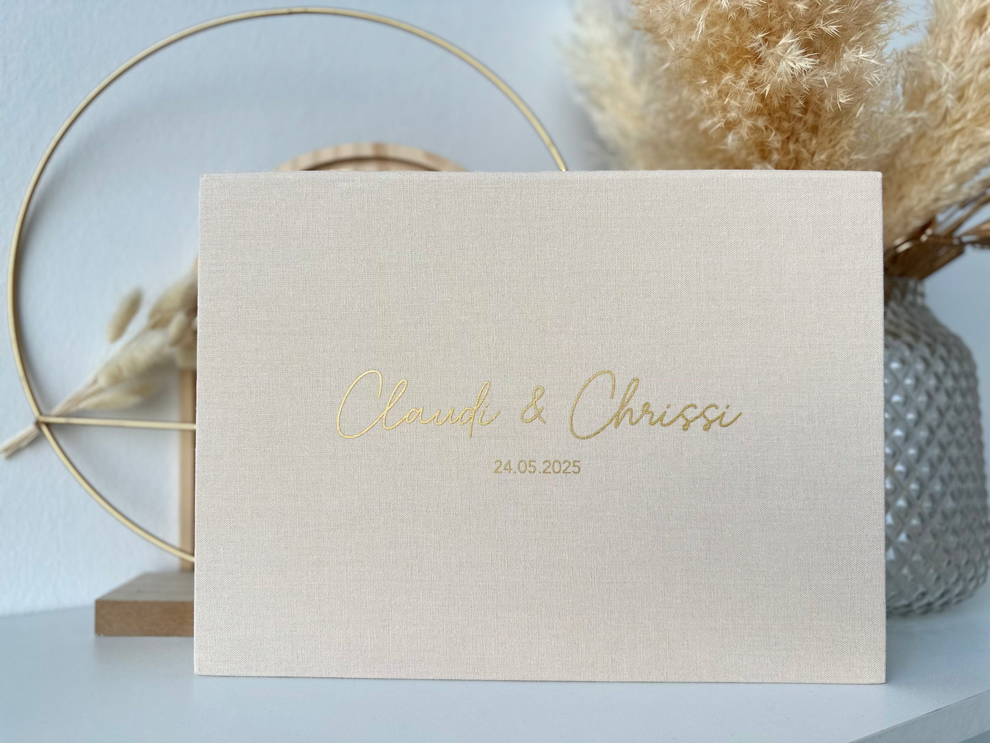 Leinen Geschenkbox zur Hochzeit personalisiert