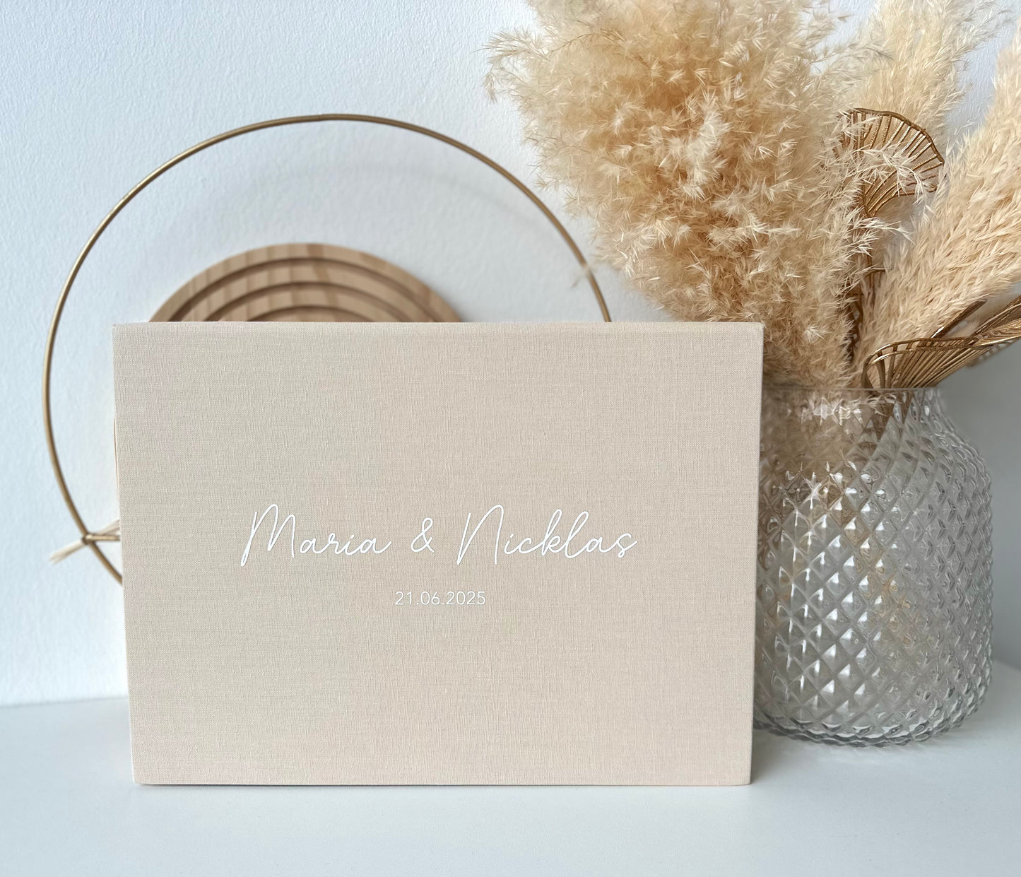 Leinen Geschenkbox zur Hochzeit personalisiert