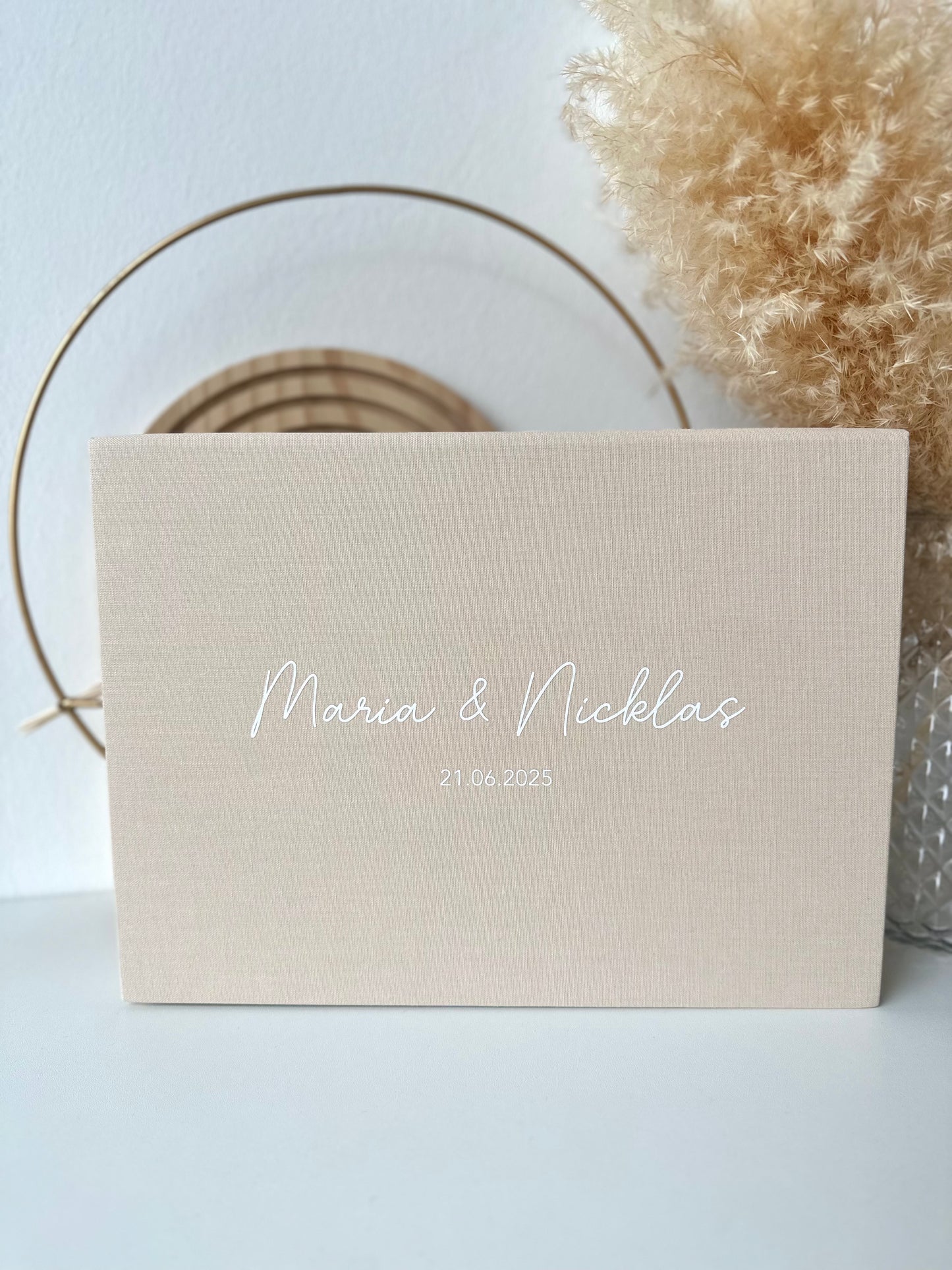 Leinen Geschenkbox zur Hochzeit personalisiert
