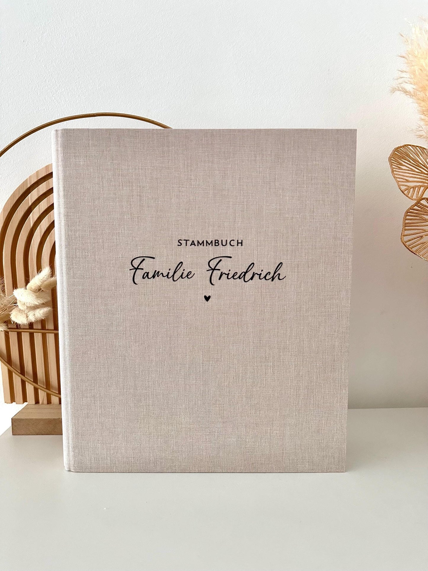 Personalisiertes Stammbuch aus Leinen mit Herz