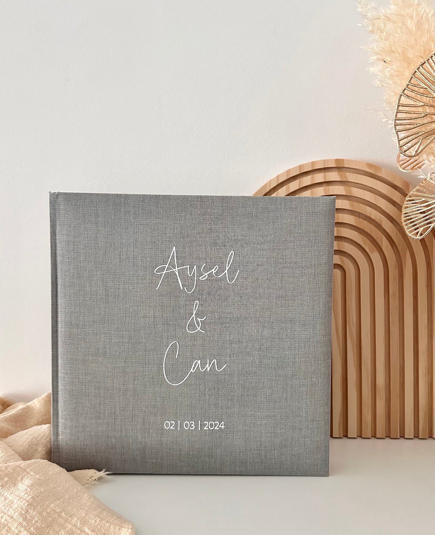 Personalisiertes Fotoalbum Leinen | Namen und Datum