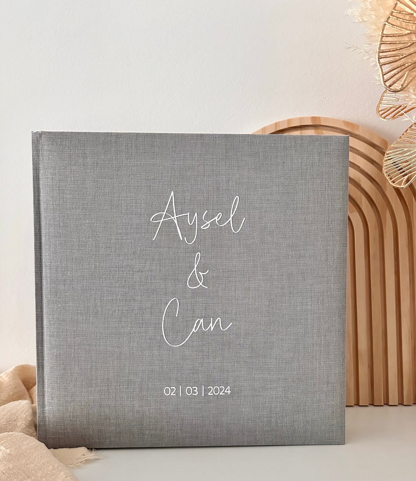 Personalisiertes Fotoalbum Leinen | Namen und Datum