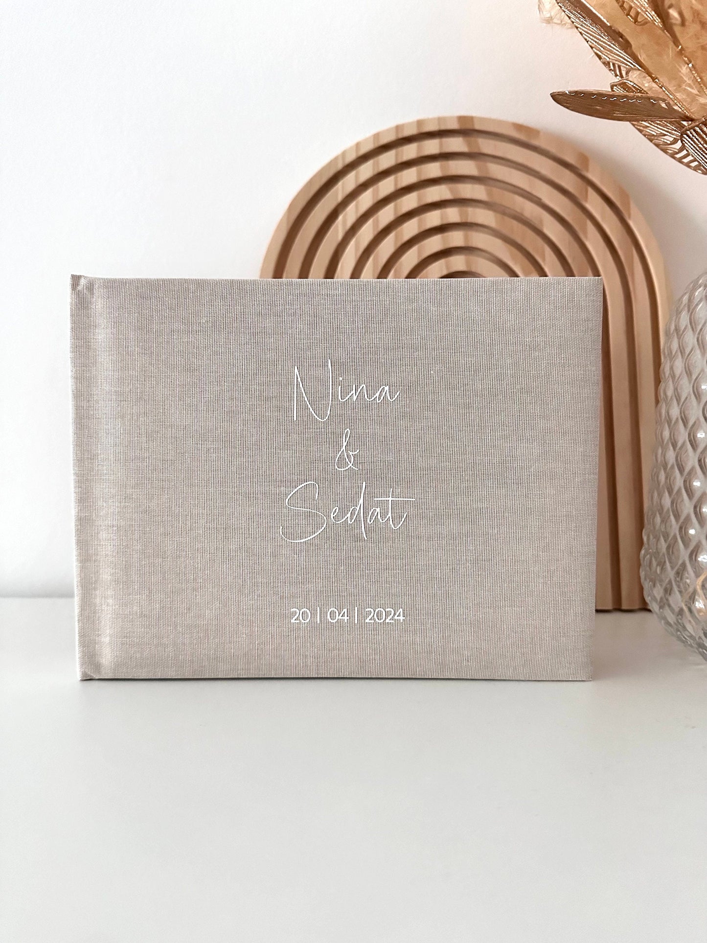 Personalisiertes Fotoalbum Leinen | Namen und Datum