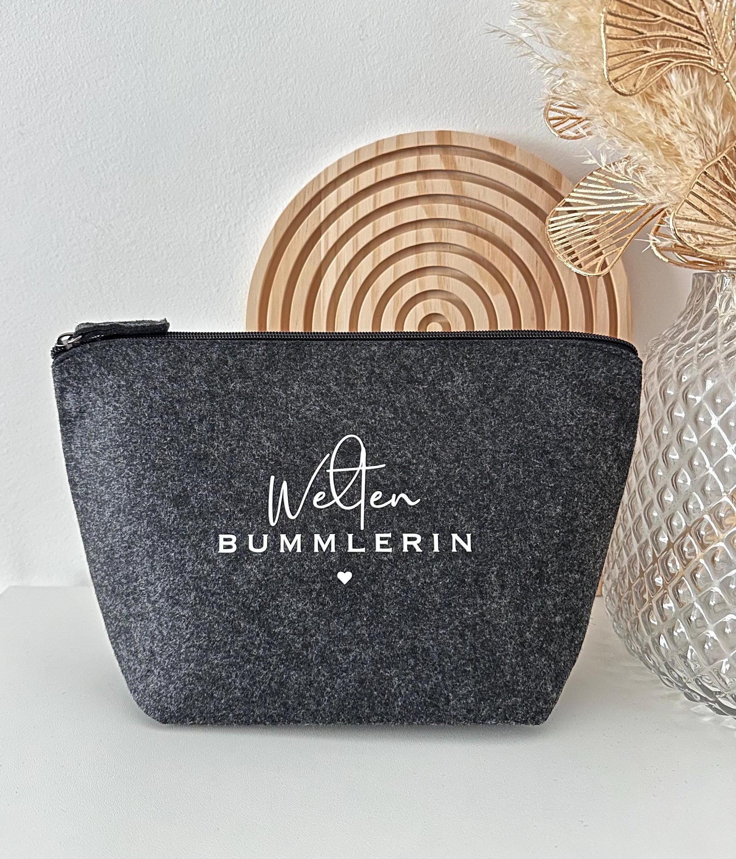 Kosmetiktasche Filz Weltenbummlerin