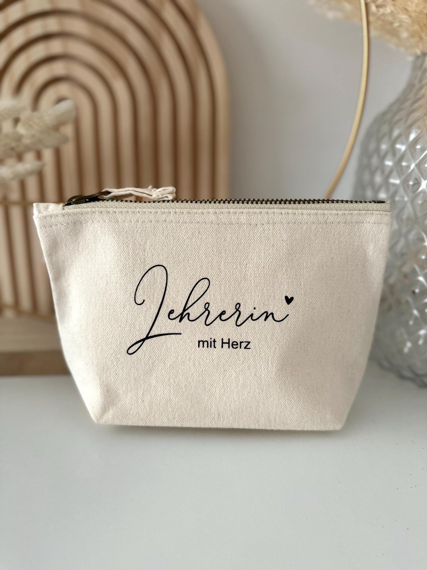 Kosmetiktasche Baumwolle Lehrerin mit Herz
