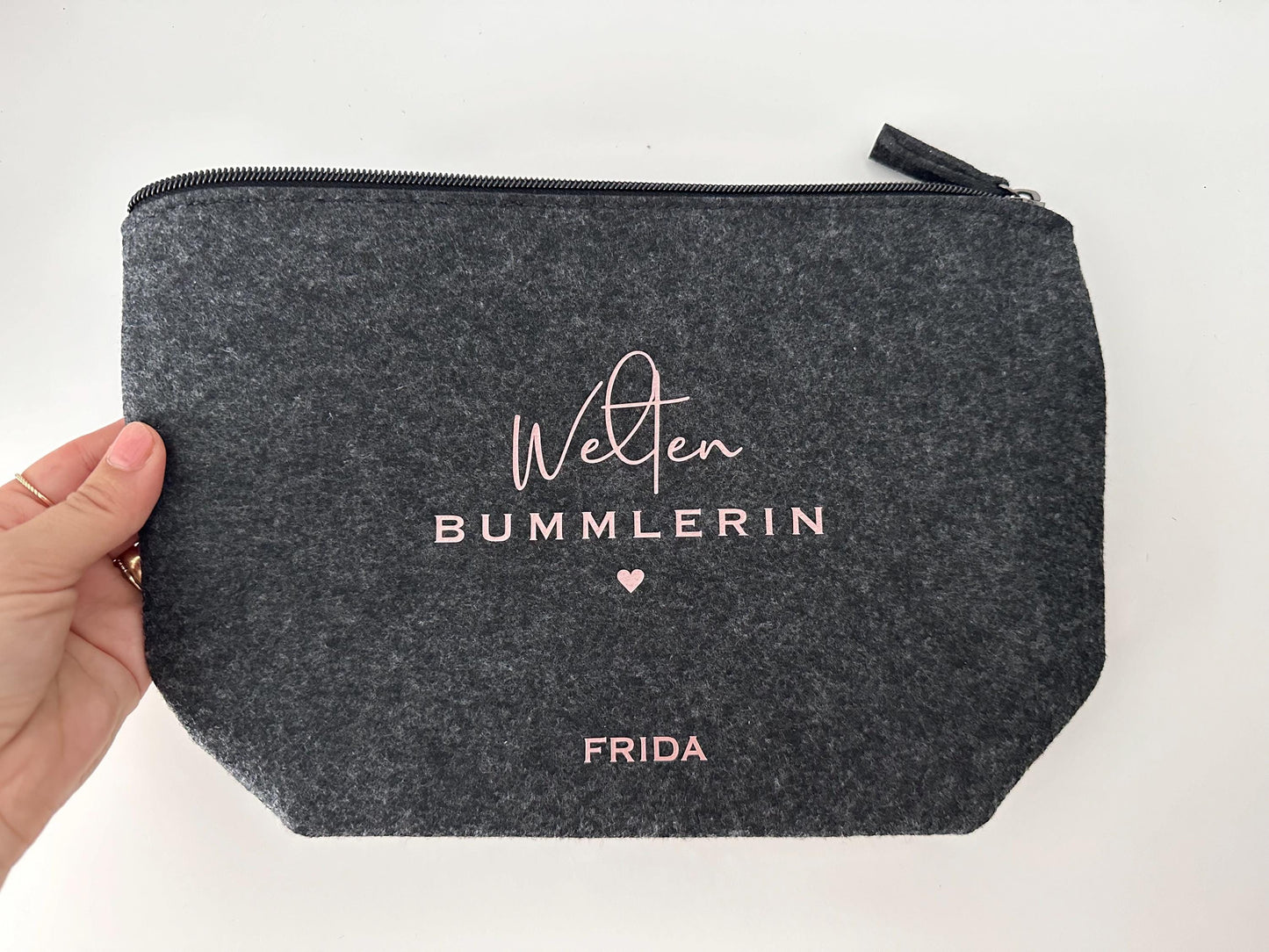 Kosmetiktasche Filz Weltenbummlerin