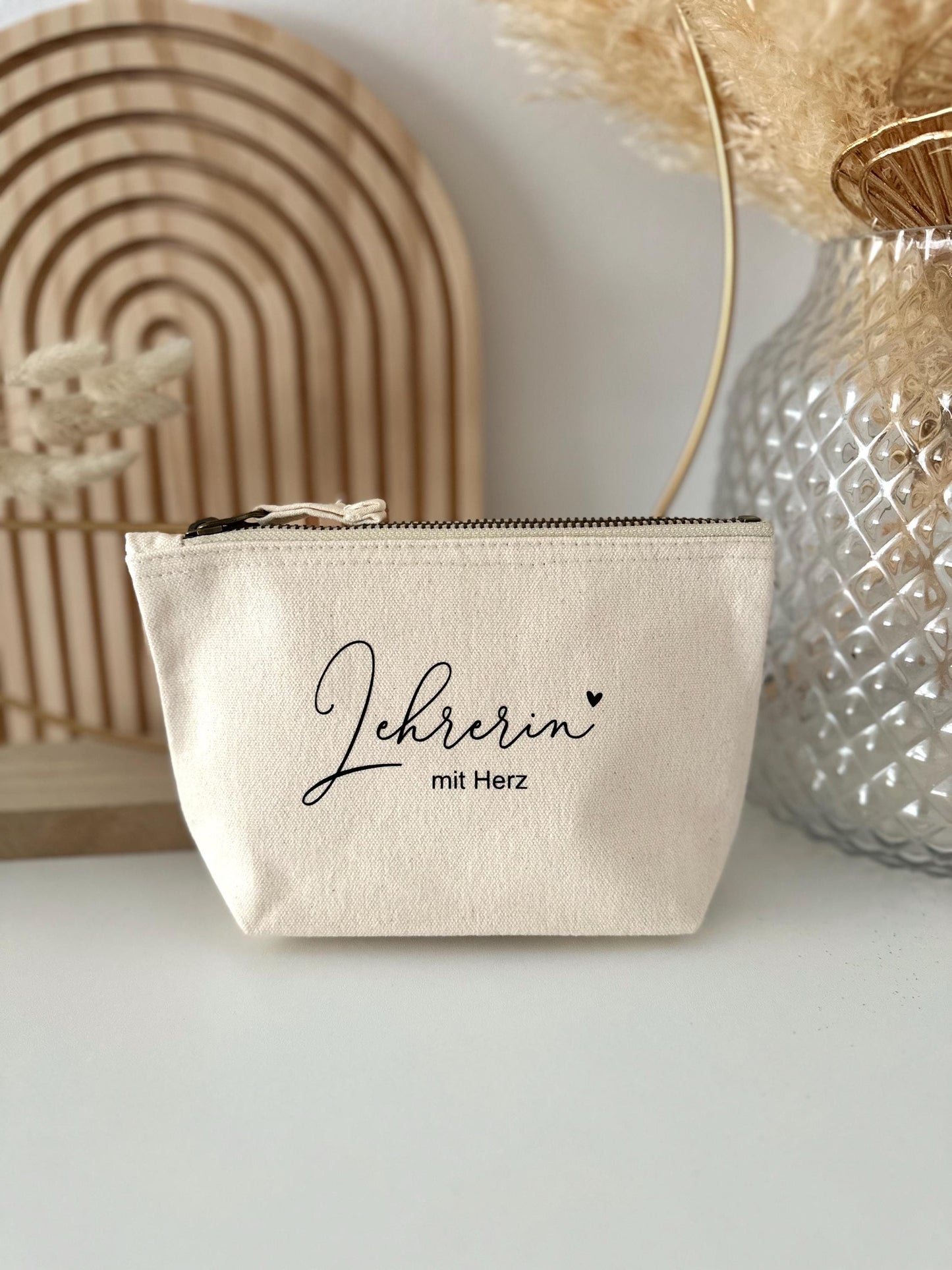 Kosmetiktasche Baumwolle Lehrerin mit Herz