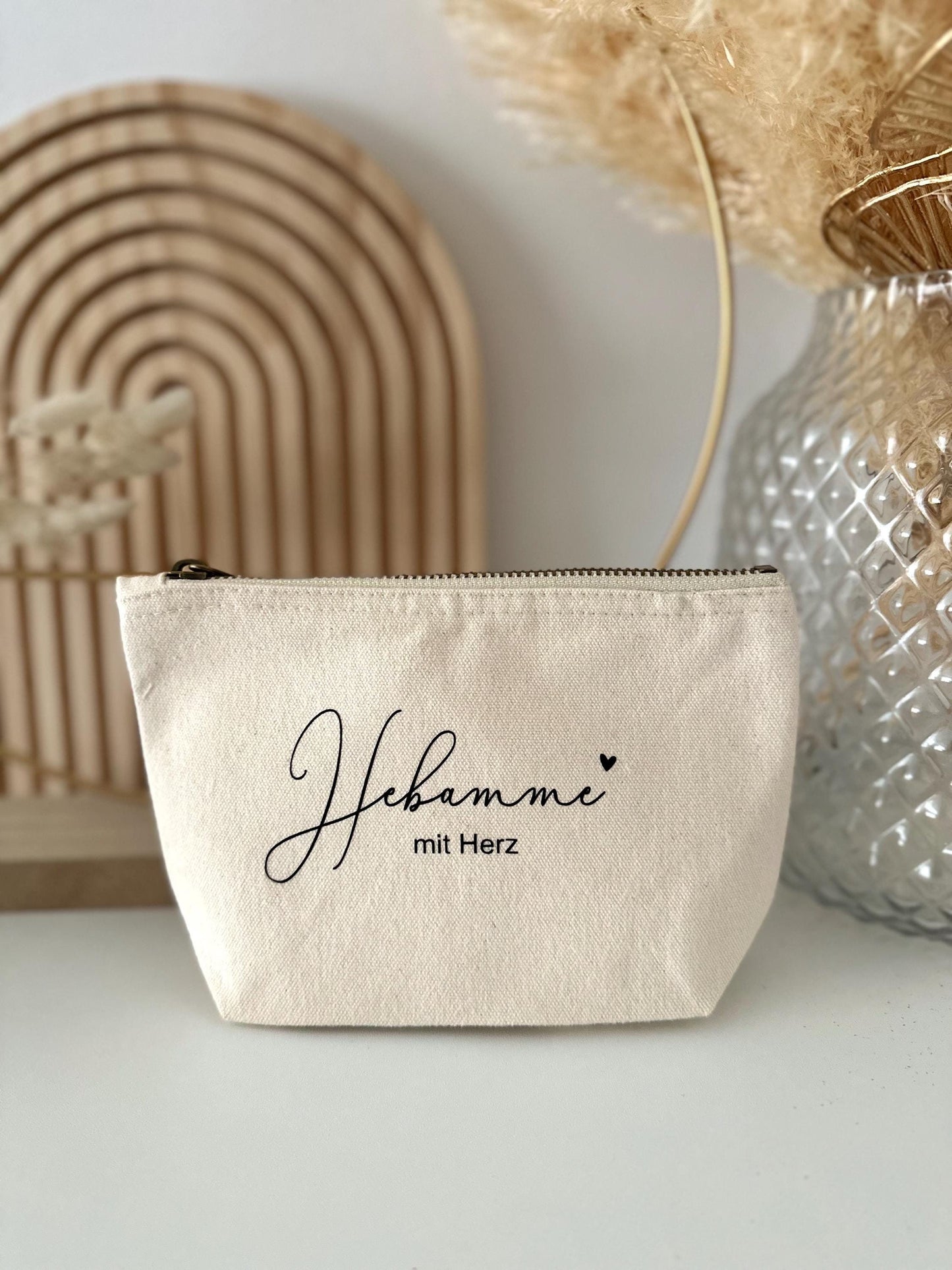 Kosmetiktasche Baumwolle Hebamme mit Herz