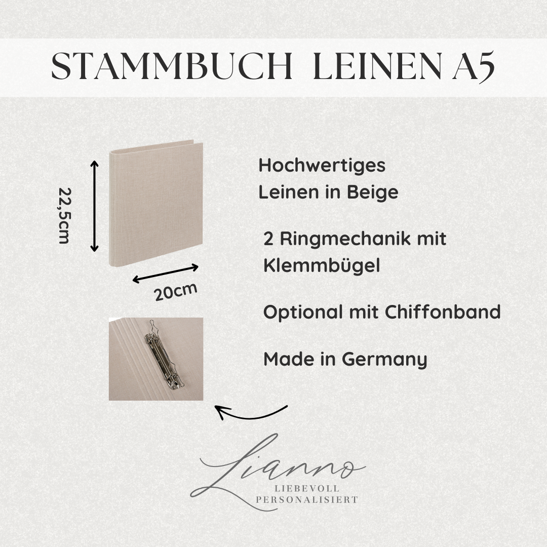 Stammbuch personalisiert aus Leinen