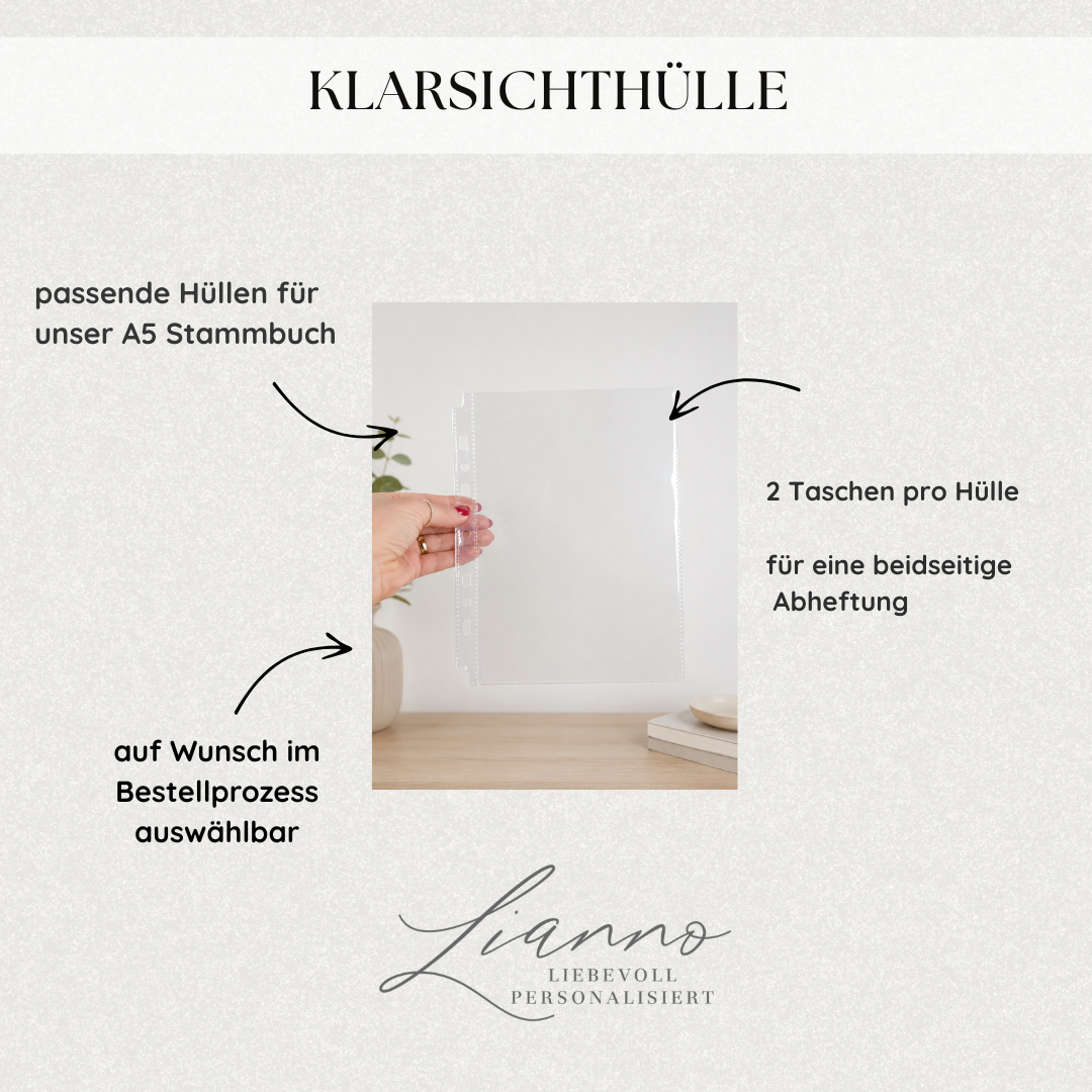 Personalisiertes Stammbuch aus Leinen mit Herz
