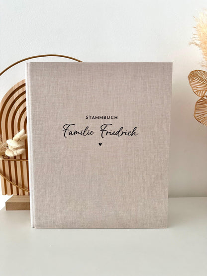 Personalisiertes Stammbuch aus Leinen mit Herz