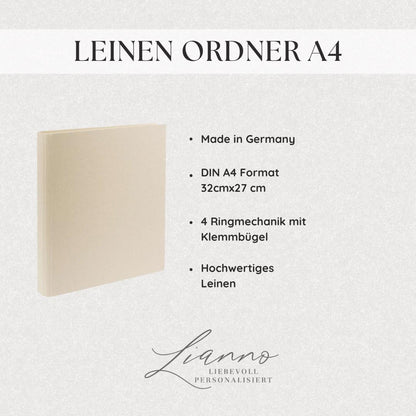 Kinder-Dokumentenmappe aus Leinen personalisert