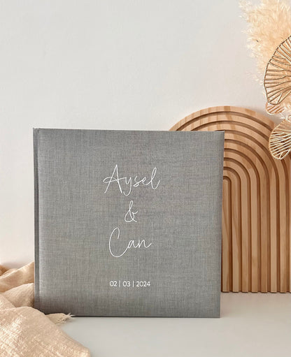 Personalisiertes Fotoalbum Leinen | Namen und Datum