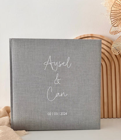 Personalisiertes Fotoalbum Leinen | Namen und Datum