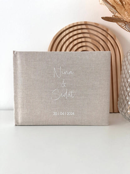 Personalisiertes Fotoalbum Leinen | Namen und Datum