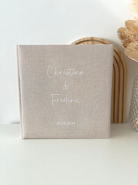 Personalisiertes Fotoalbum Leinen | Namen und Datum