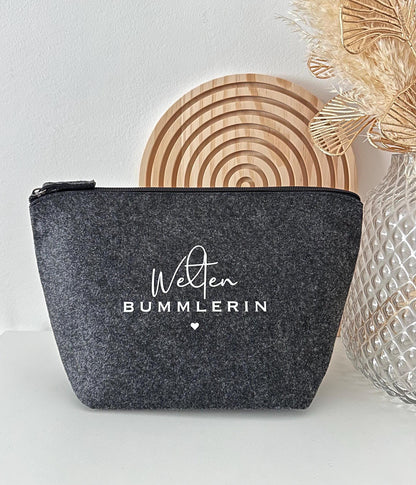 Kosmetiktasche Filz Weltenbummlerin
