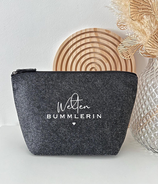 Kosmetiktasche Filz Weltenbummlerin