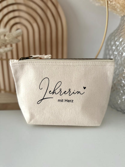 Kosmetiktasche Baumwolle Lehrerin mit Herz