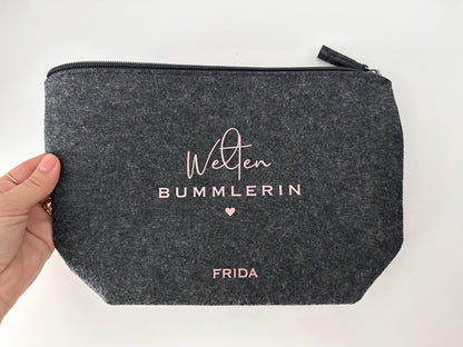 Kosmetiktasche Filz Weltenbummlerin